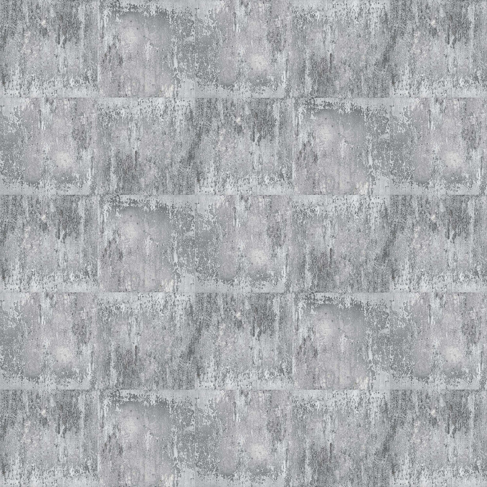 Metal Wall Wallpaper - Silver Grey - by Albany