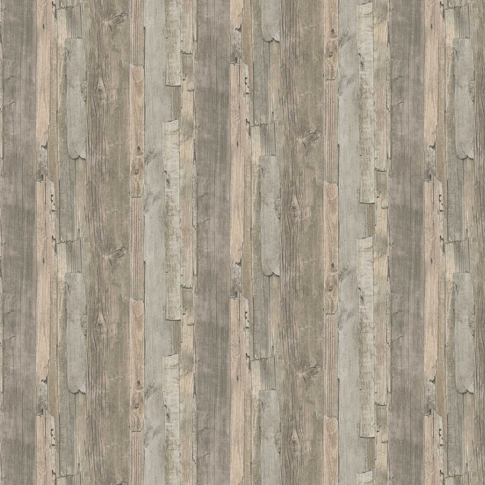Distressed Wood Wallpaper - Grey - by Albany