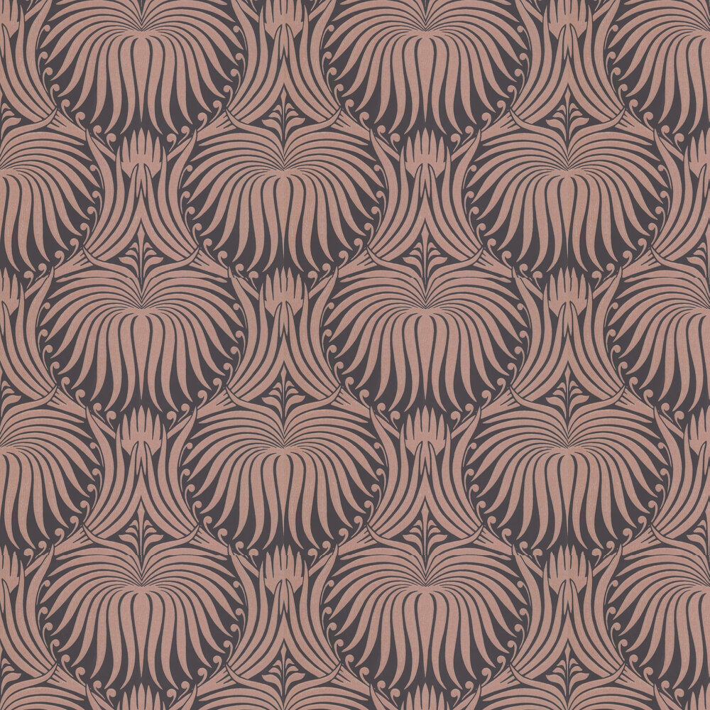 Lotus Wallpaper - Black / Copper - by Farrow & Ball