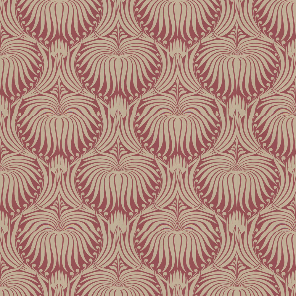 Lotus Wallpaper - Red / Gilver - by Farrow & Ball