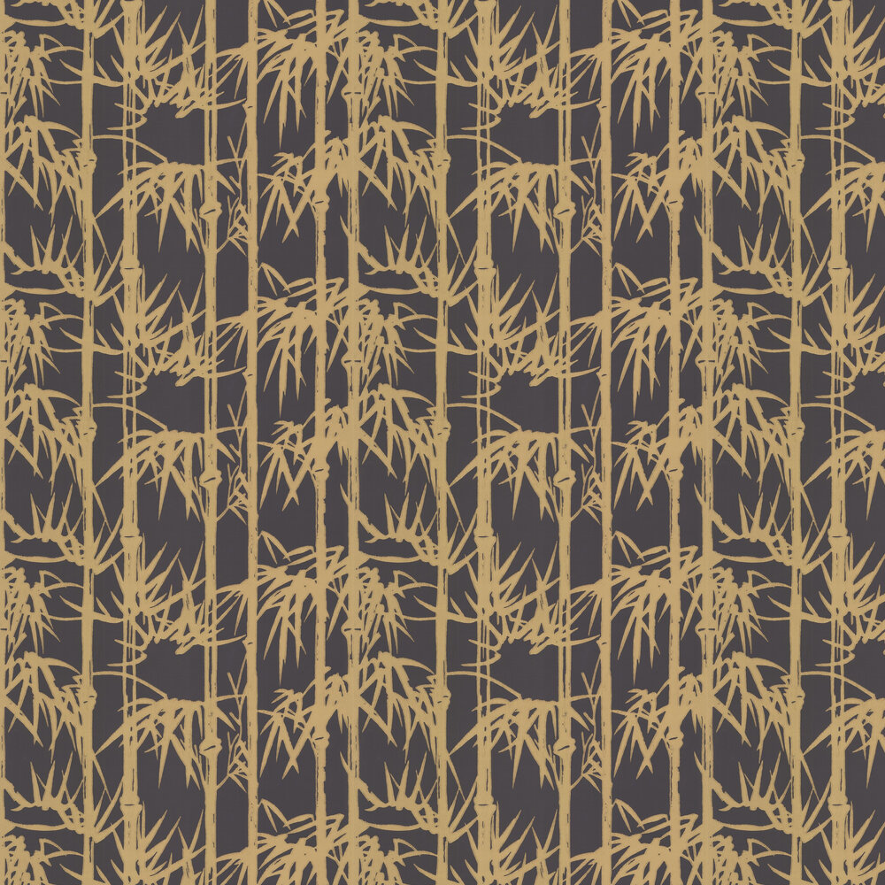 The Bamboo Papers Wallpaper - Black / Gold - by Farrow & Ball