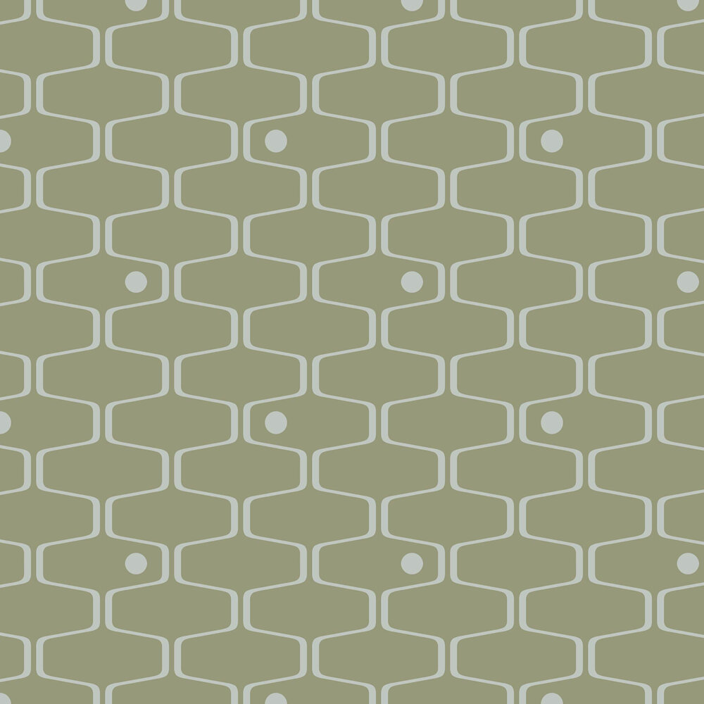 Net & Ball Wallpaper - Olive - by Mini Moderns