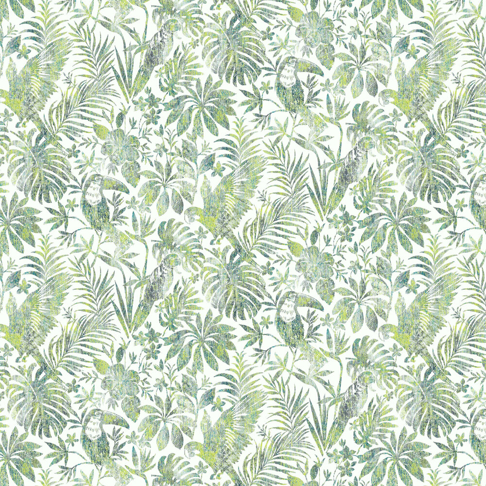 Distressed Jungle Wallpaper - Green - by Albany