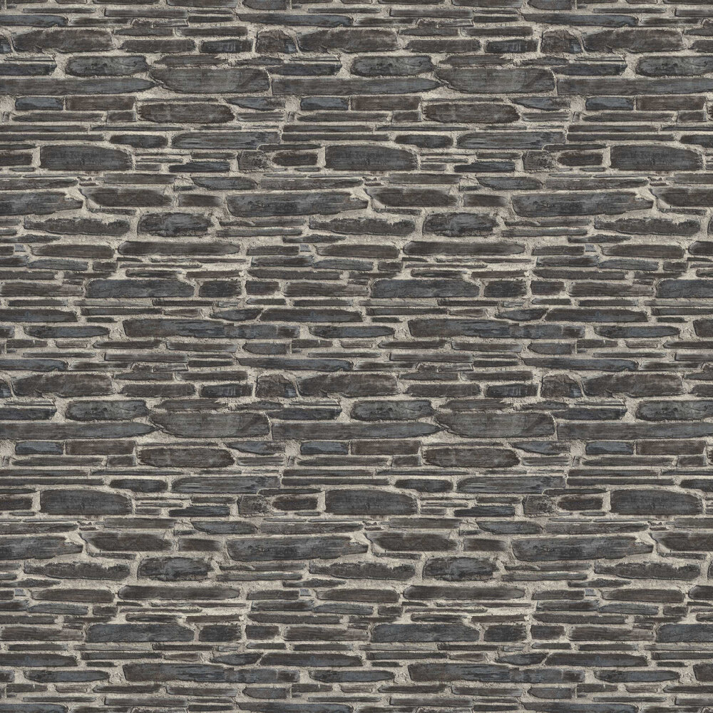 Brick Effect Wallpaper - Charcoal Grey - by Albany