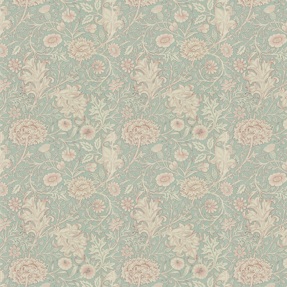 Double Bough Wallpaper - Teal Rose - by Morris