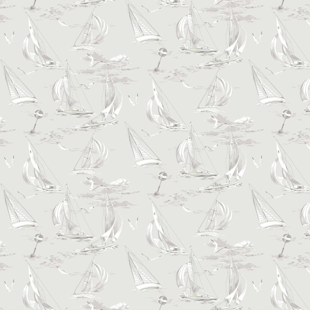 Sailboats Wallpaper - Grey - by Boråstapeter