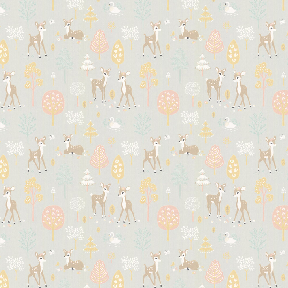 Golden Woods Wallpaper - Soft Grey - by Majvillan