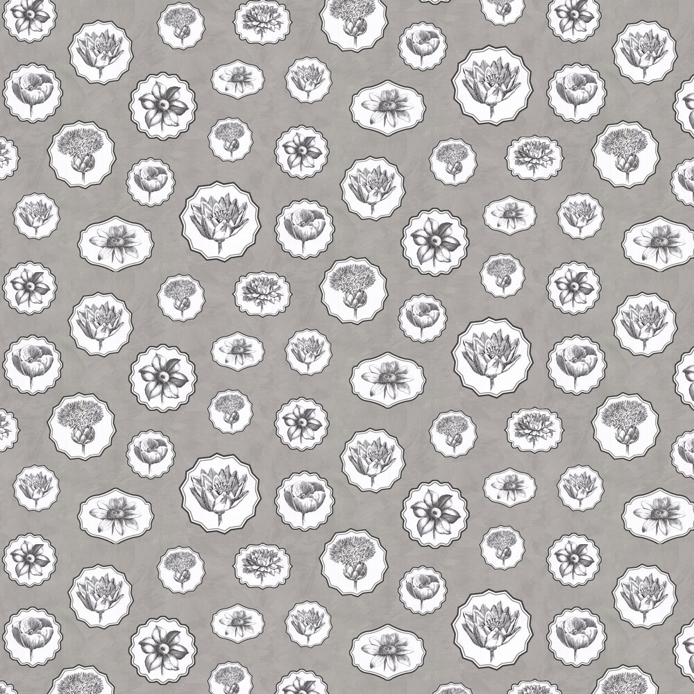 Herbariae Wallpaper - Grey - by Christian Lacroix
