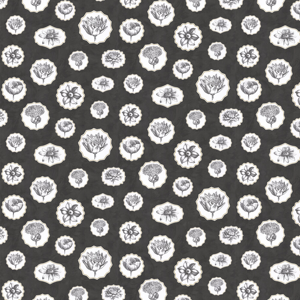 Herbariae Wallpaper - Black - by Christian Lacroix