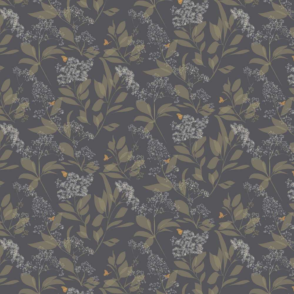 Buds and Butterflies Wallpaper - Purple - by Lorna Syson