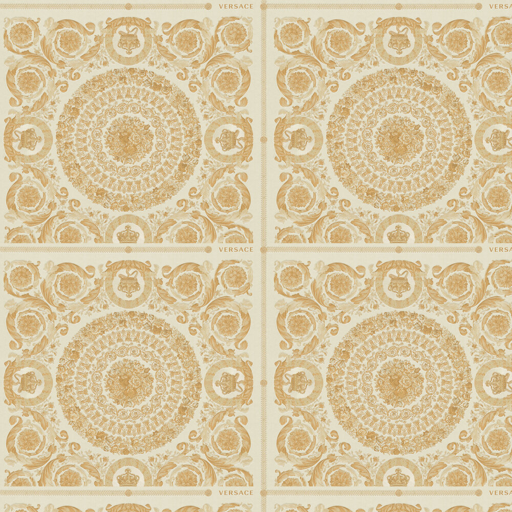 Heritage Wallpaper - Cream with Gold - by Versace