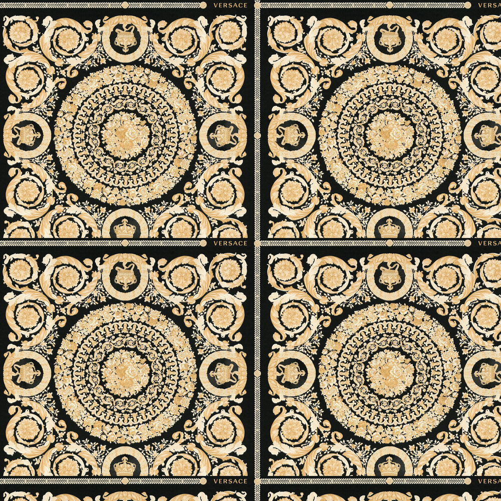 Heritage Wallpaper - Black with Gold - by Versace