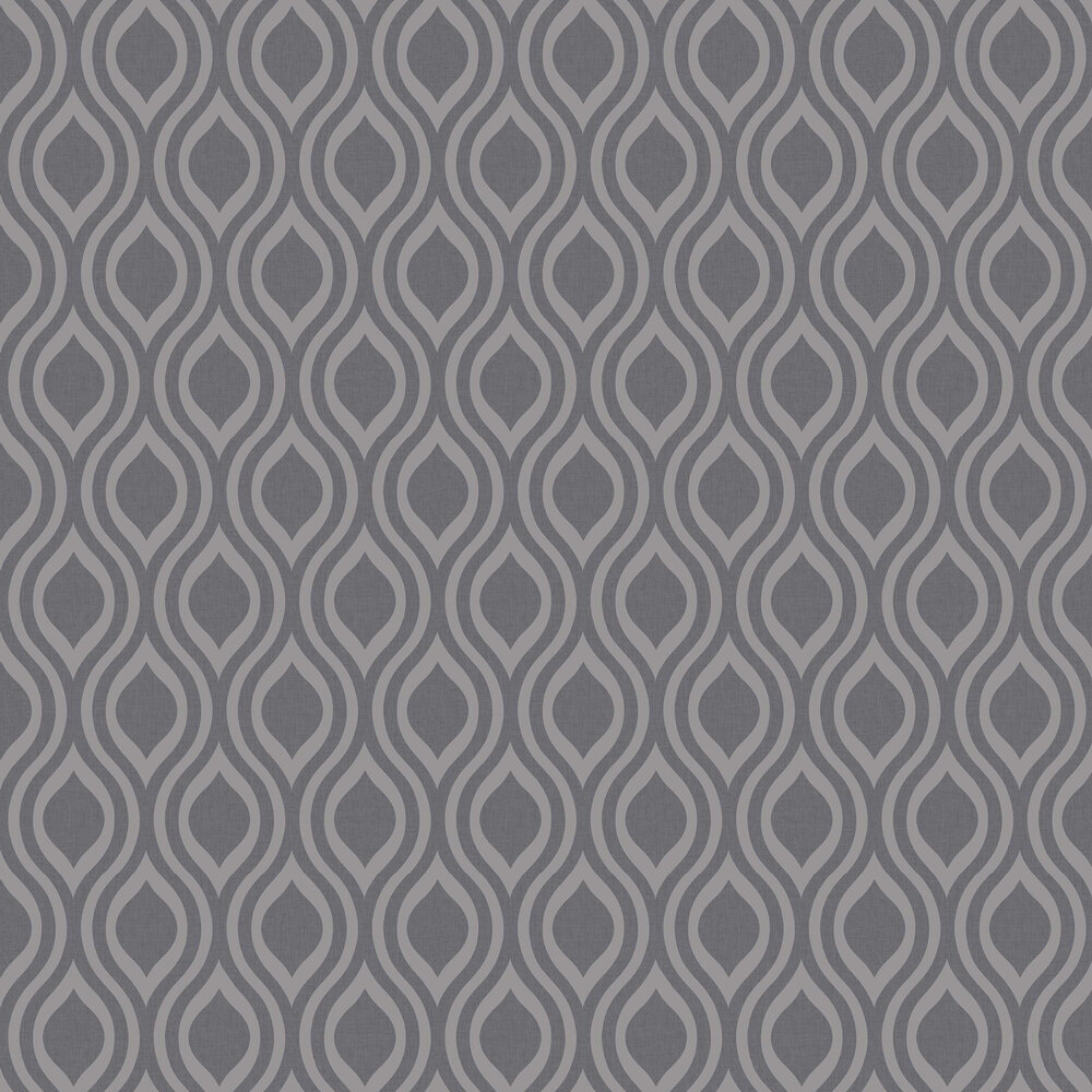 Luxe Ogee  Wallpaper - Gunmetal  - by Arthouse