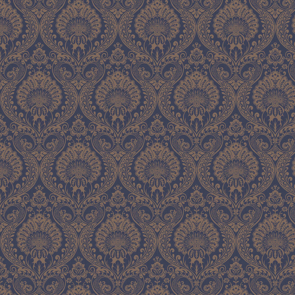 Luxe Damask Wallpaper - Navy - by Arthouse