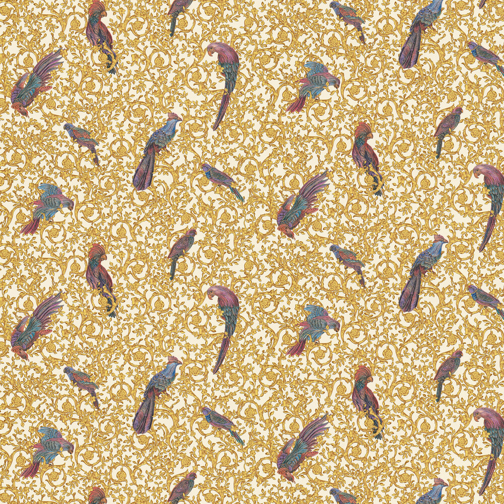 Barocco Birds Wallpaper - Gold - by Versace