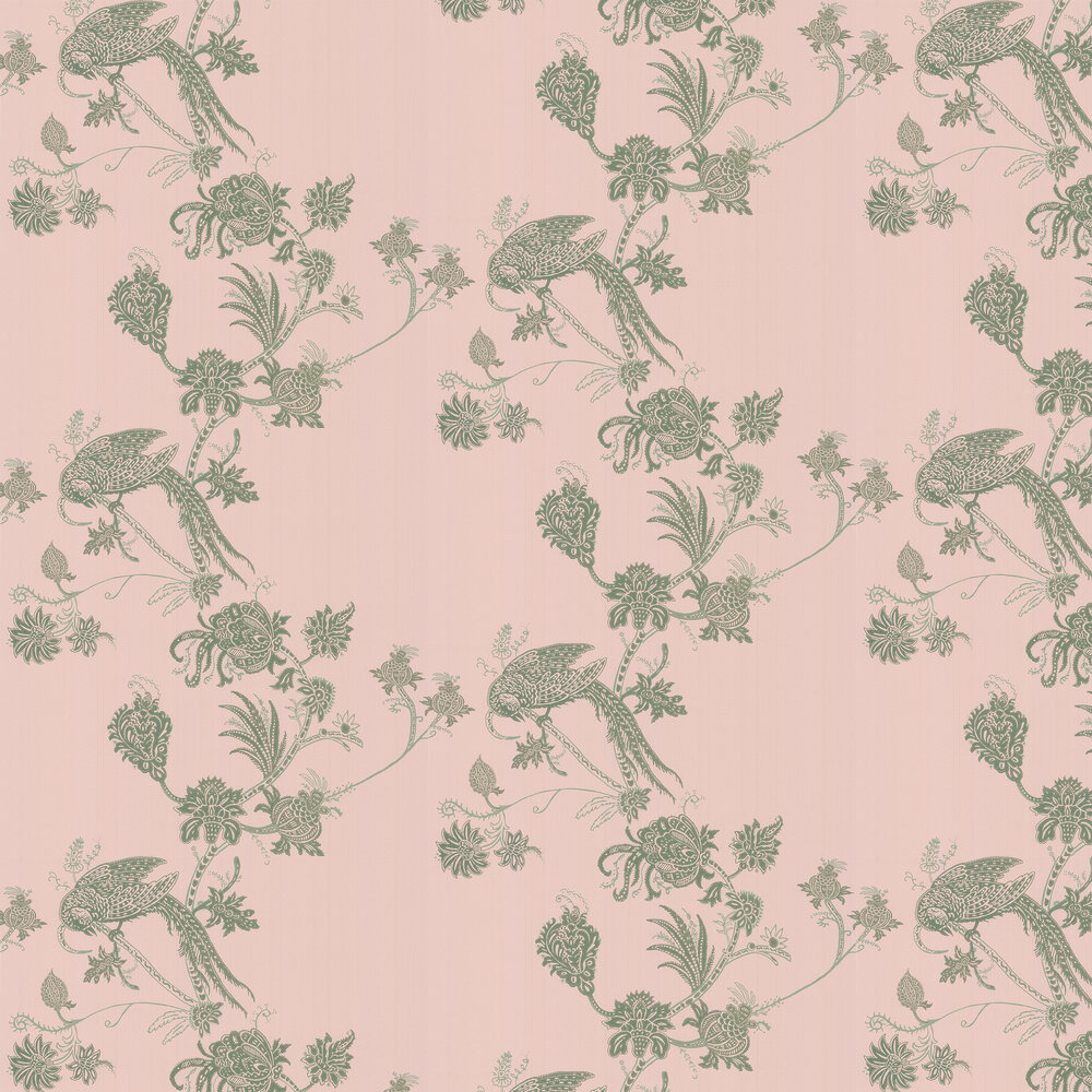 Vintage Bird Trail Wallpaper - Pink / Green - by Barneby Gates