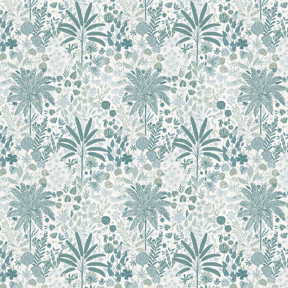 Hope Wallpaper - Teal, Green and Gold - by Caselio