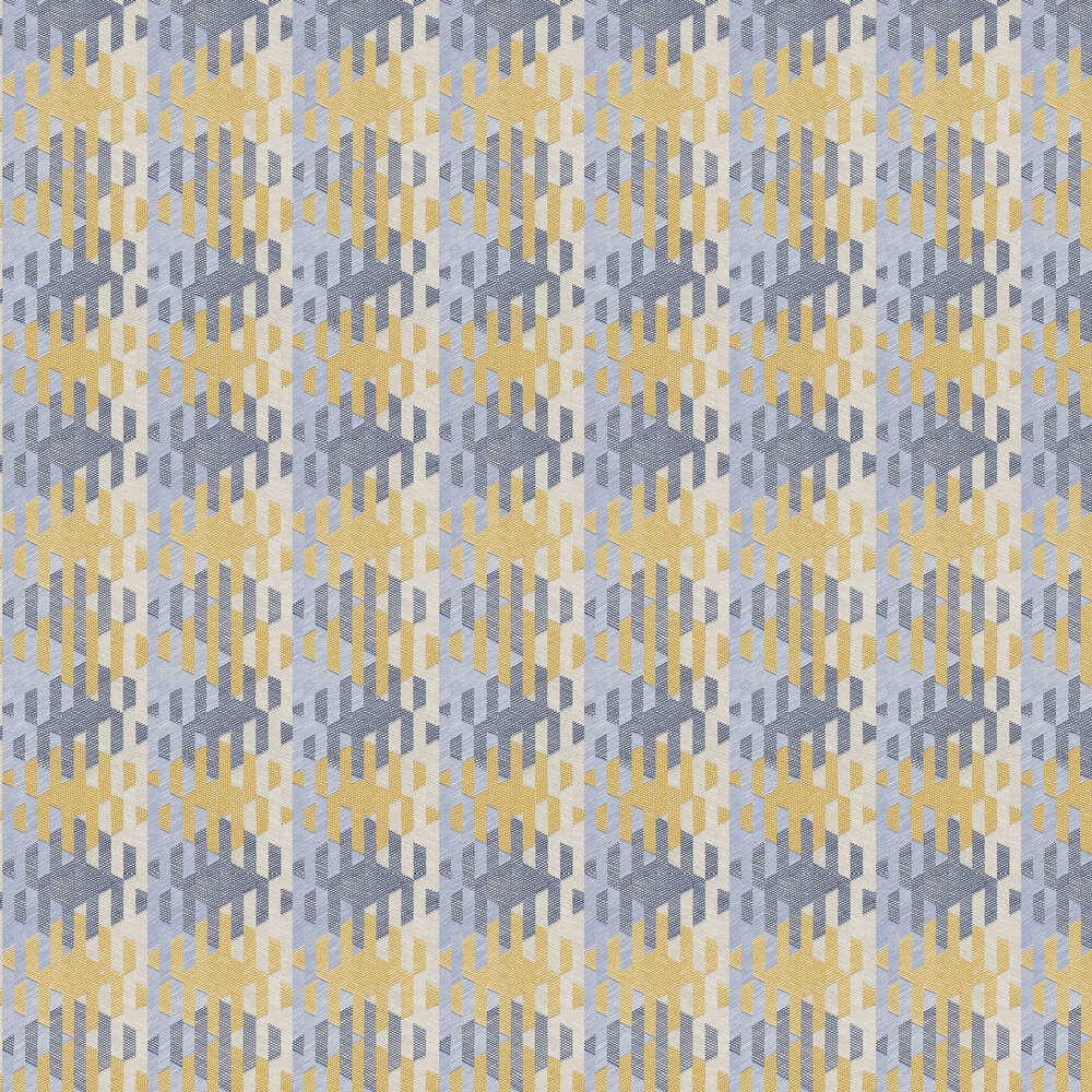 Yana Wallpaper - Blue / Yellow - by Casadeco
