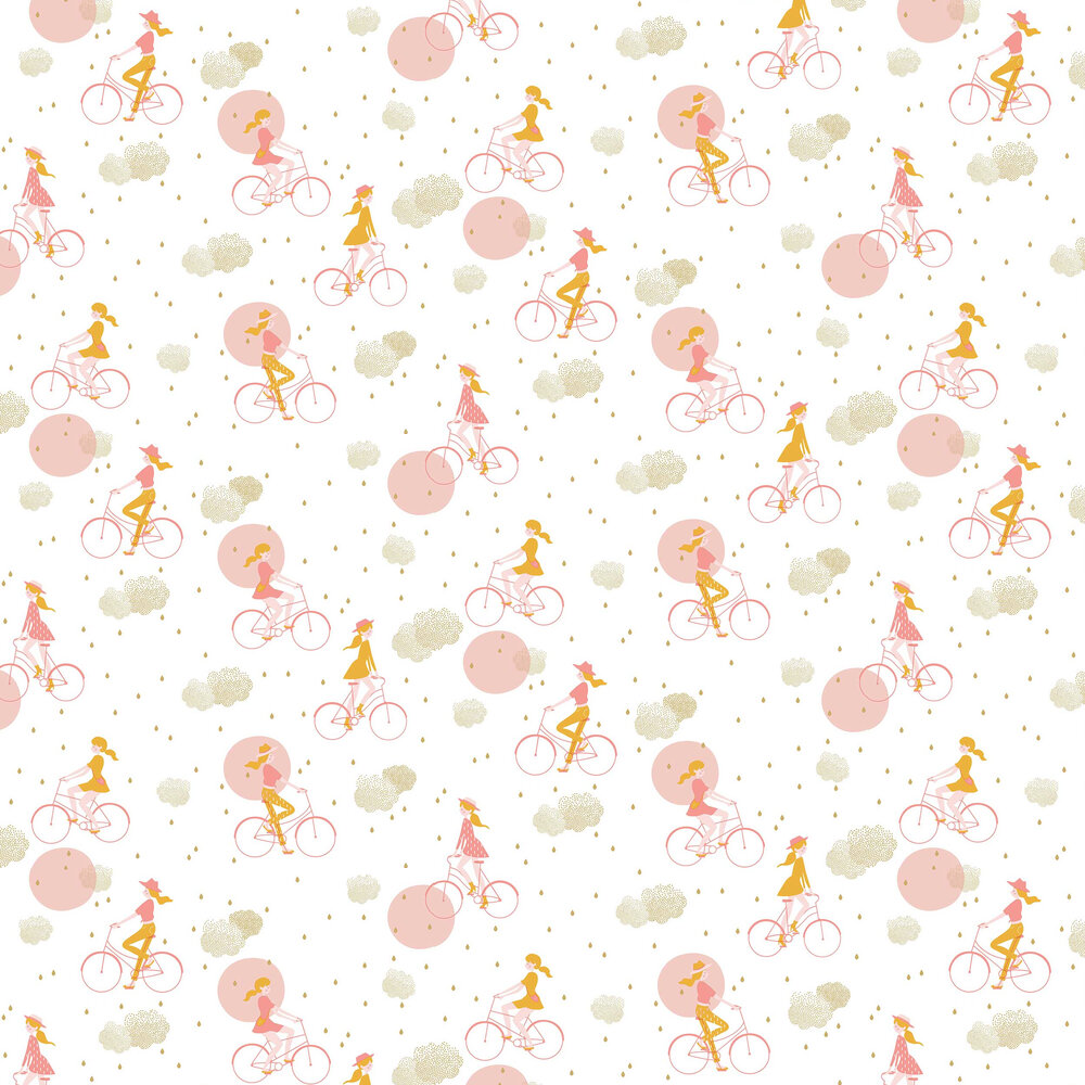 Lucy In The Sky Wallpaper - Pink and Gold - by Caselio