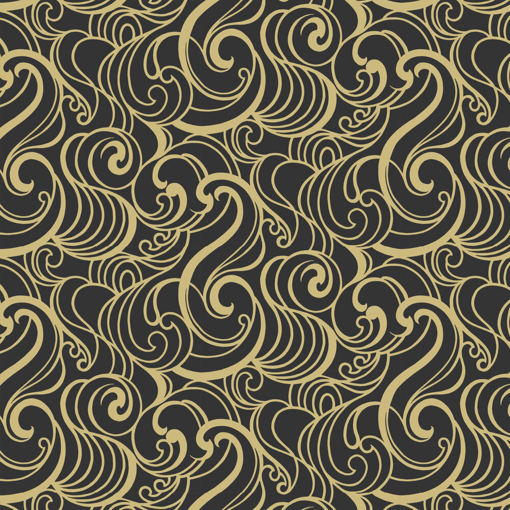 Hula Swirl By Graham Brown Black Gold Wallpaper