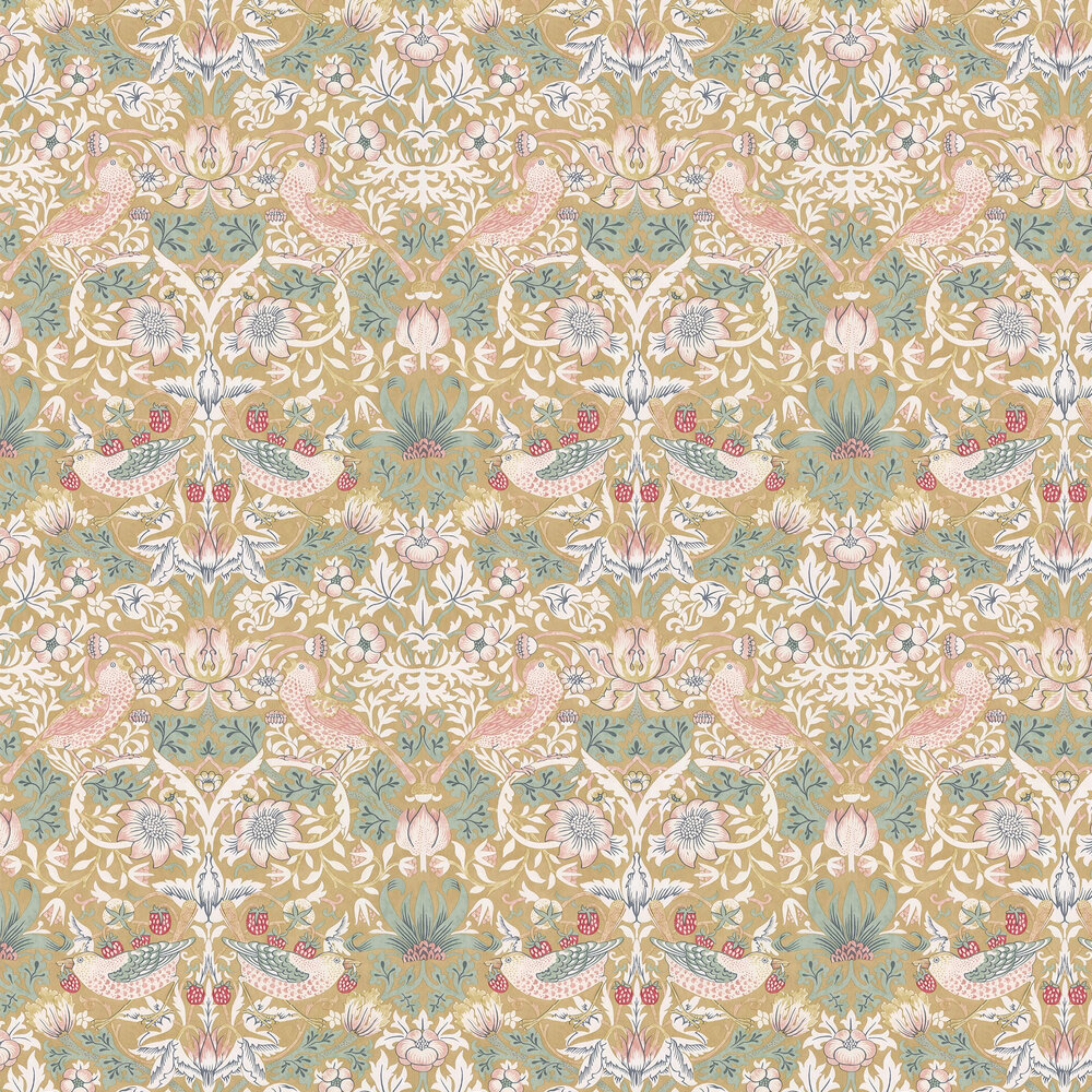 Strawberry Thief Wallpaper - Gold - by Morris