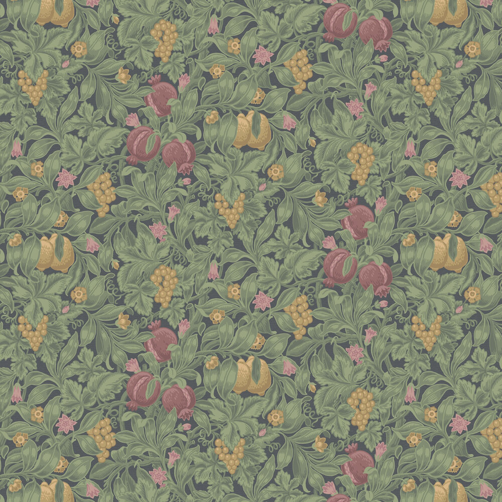 Vines of Pomona Wallpaper - Crimson / Olive / Charcoal - by Cole & Son