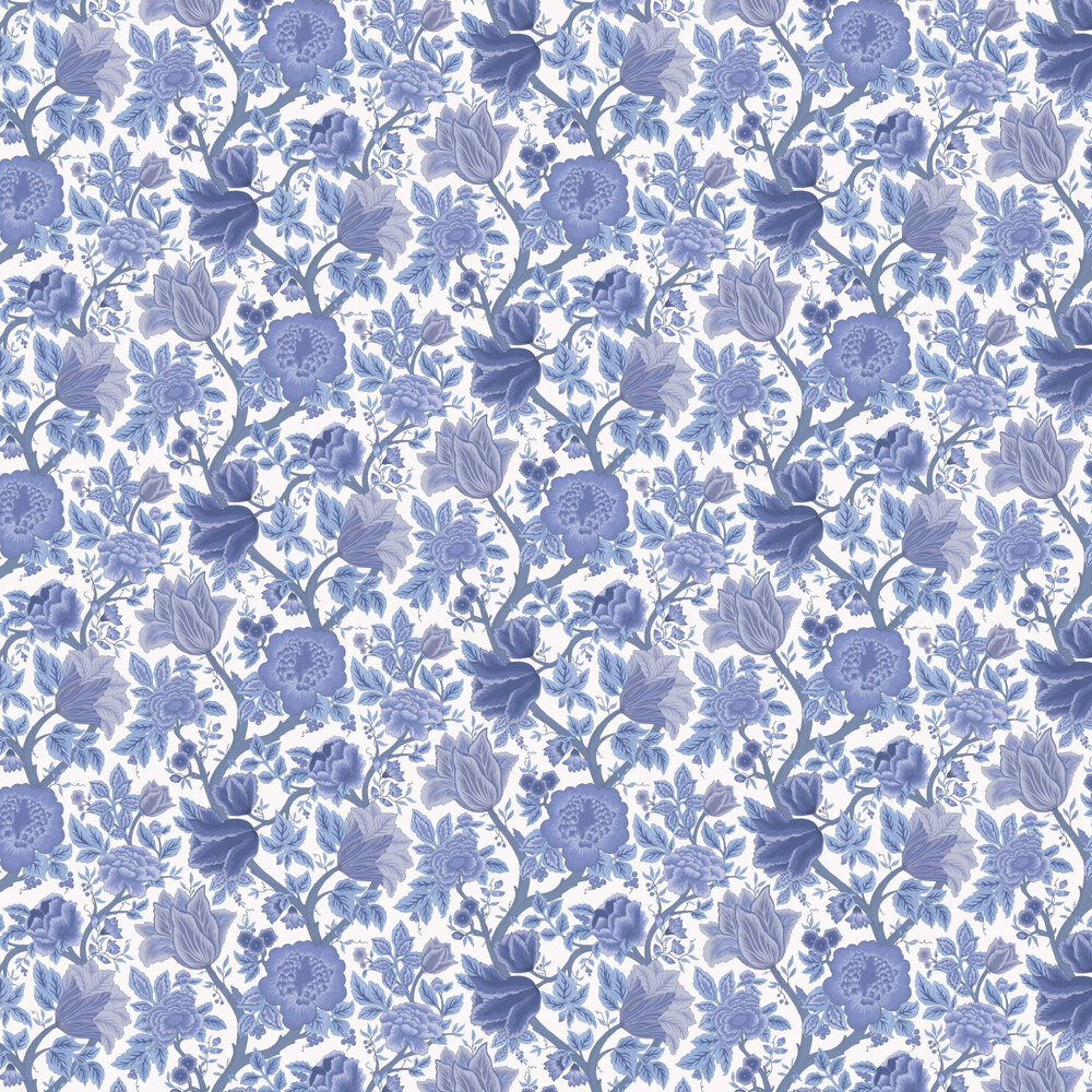 Midsummer Bloom Wallpaper - Hyacinth Blues / Chalk - by Cole & Son
