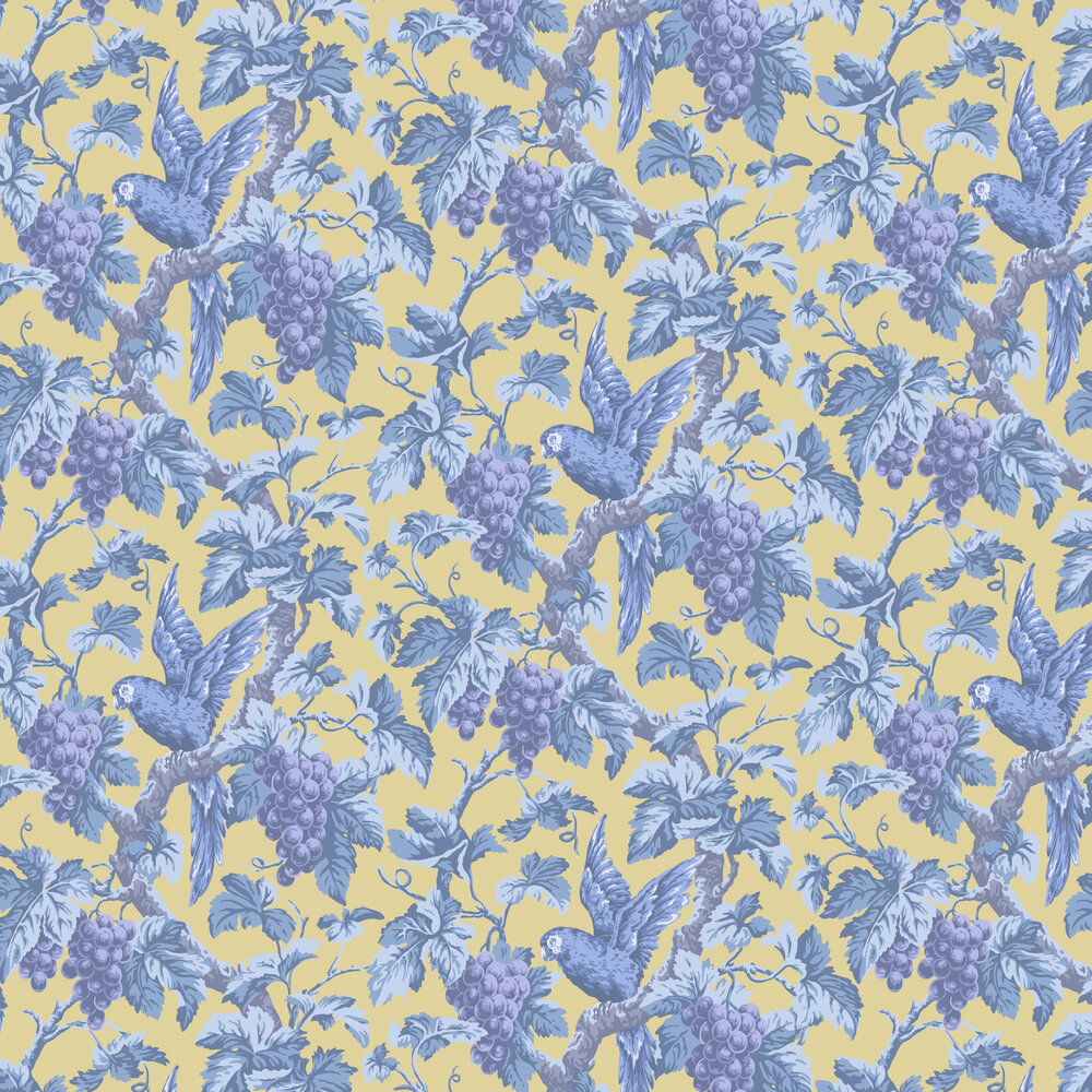 Woodvale Orchard Wallpaper - Hyacinth / Lilac / China Blue / Ochre - by Cole & Son