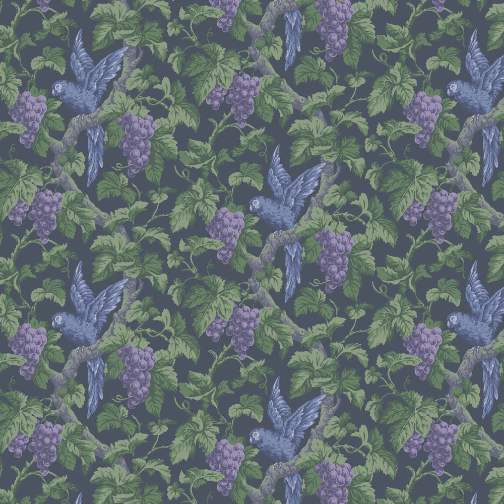 Woodvale Orchard Wallpaper - Violet / Purple / Forest Green / Ink - by Cole & Son