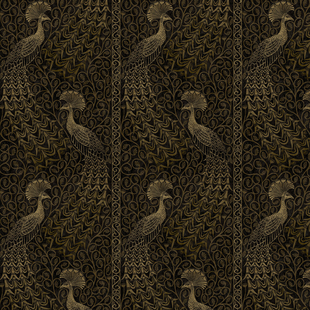 Pavo Parade Wallpaper - Metallic Gold / Soot - by Cole & Son