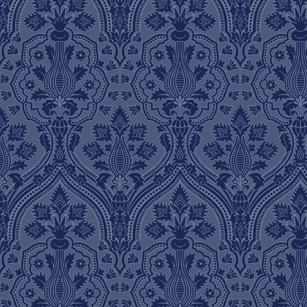 Pugin Palace Flock Wallpaper - Dark Hyacinth - by Cole & Son
