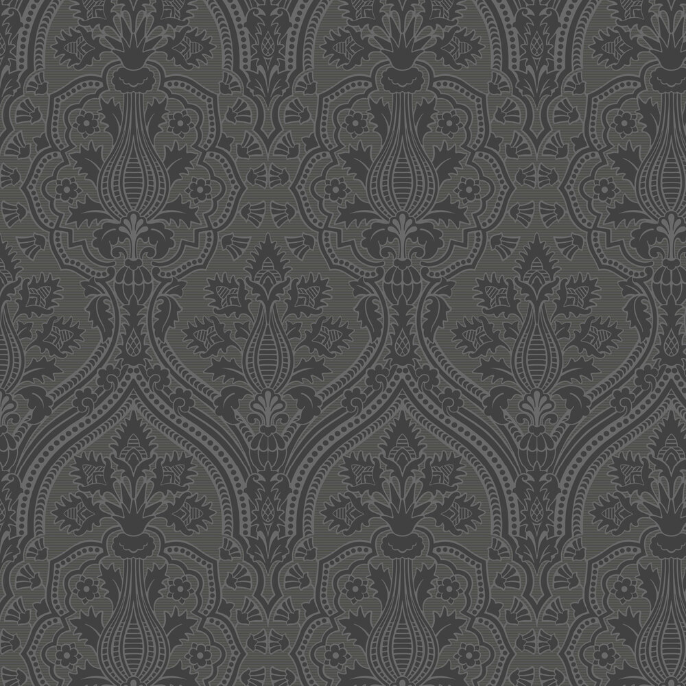 Pugin Palace Flock Wallpaper - Charcoal - by Cole & Son