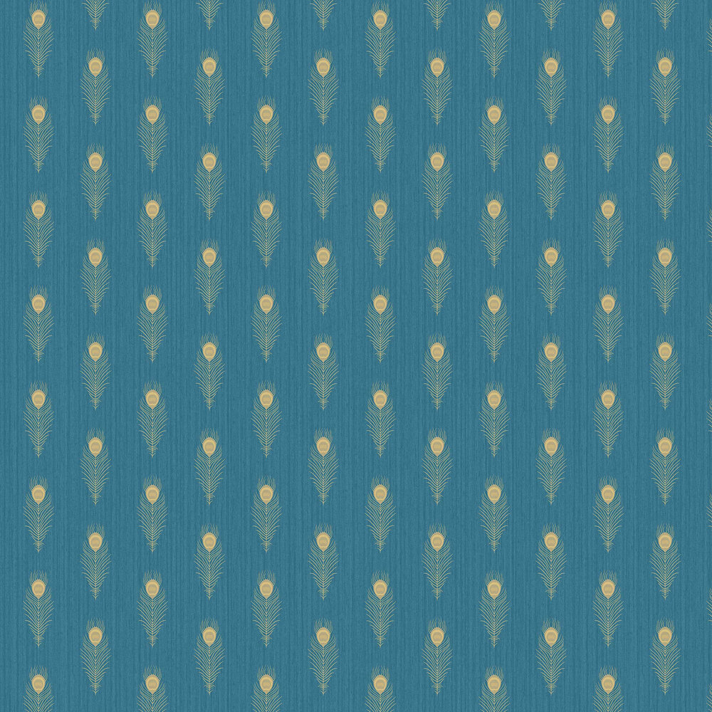 Peacock Wallpaper - Teal Blue - by Caselio