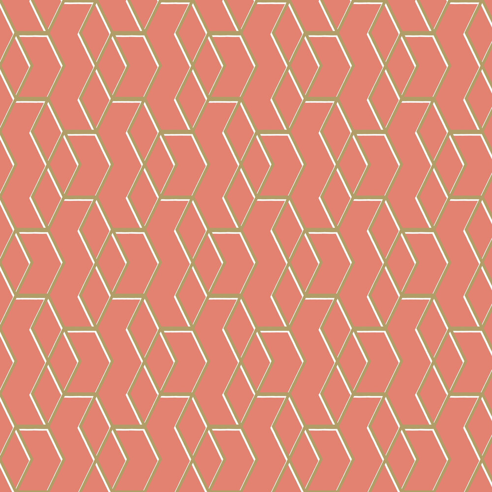 Archetype Wallpaper - Coral / Gold - by Graham & Brown