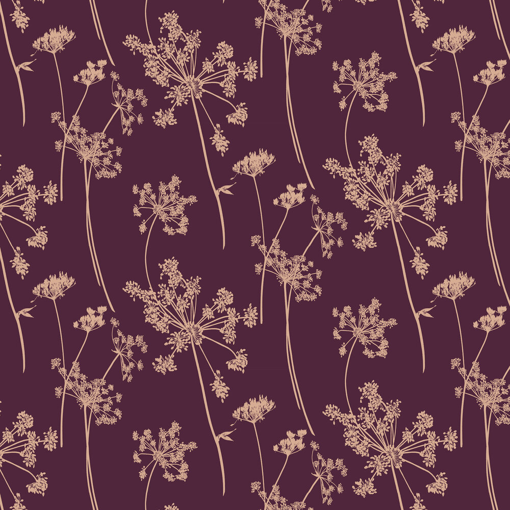 Anthriscus Wallpaper - Plum - by Graham & Brown