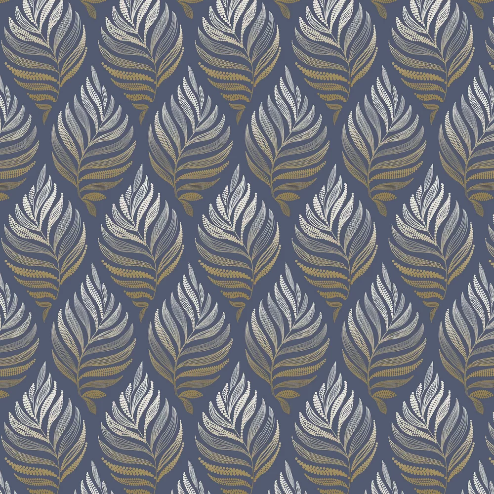 Botanica Midnight Navy Blue Leaves Tropical Wallpaper 105454 by