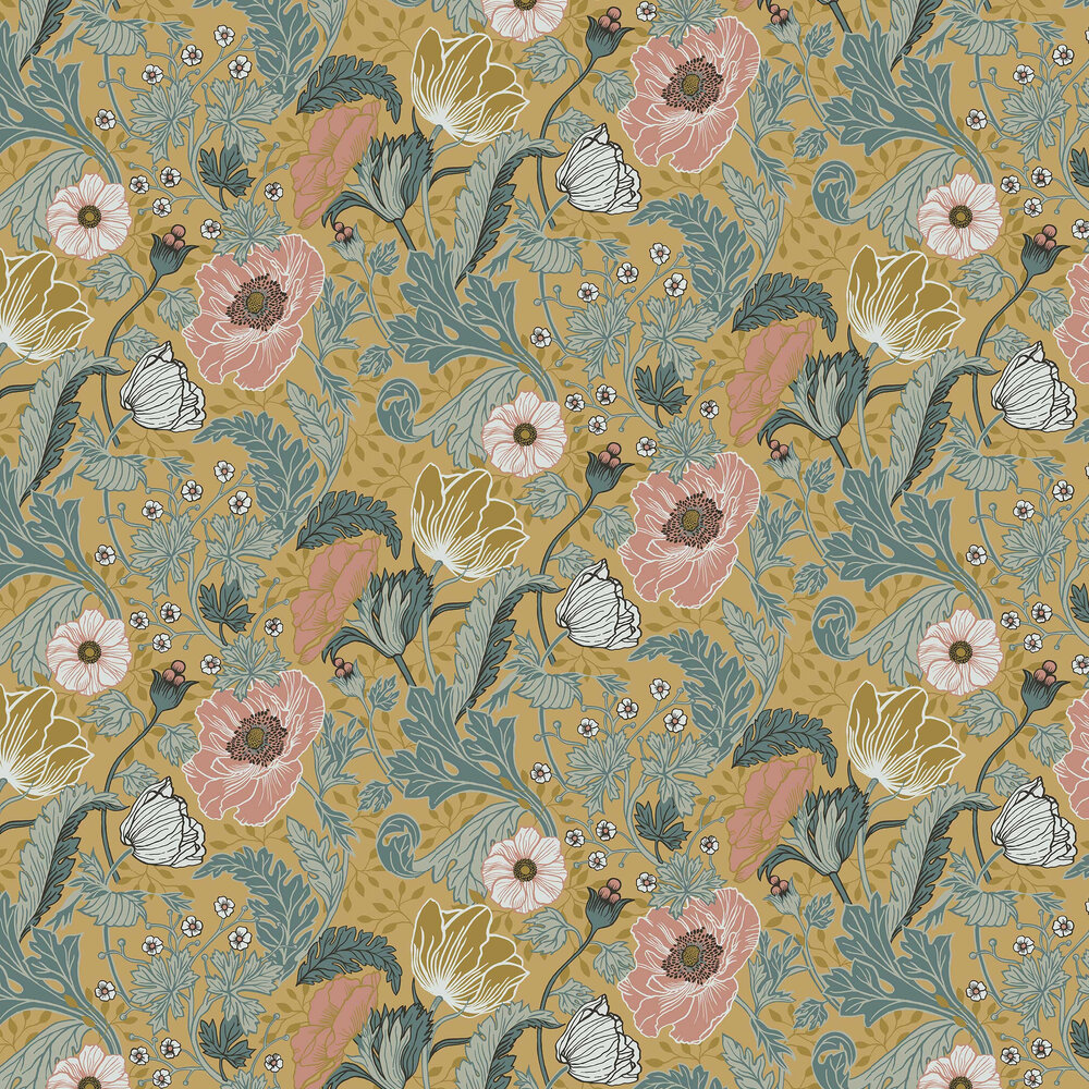 Anemone Wallpaper - Mustard  - by Galerie