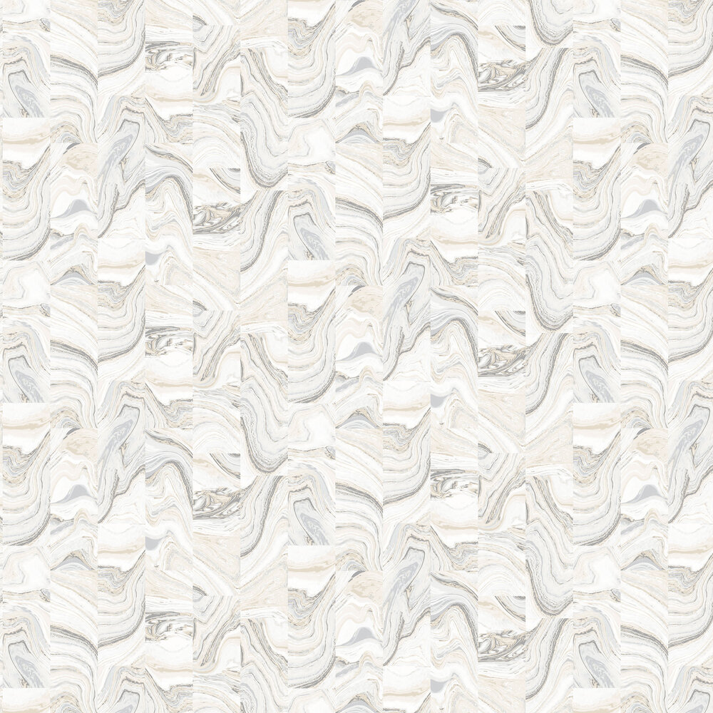 Marble Tile Wallpaper - Silver Marble - by Galerie