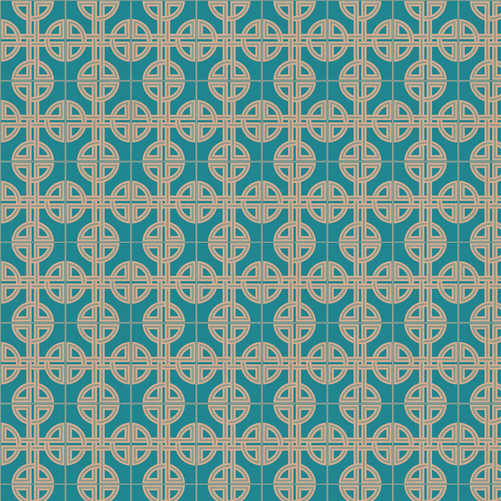 Asian Lattice Wallpaper - Teal - by Graham & Brown