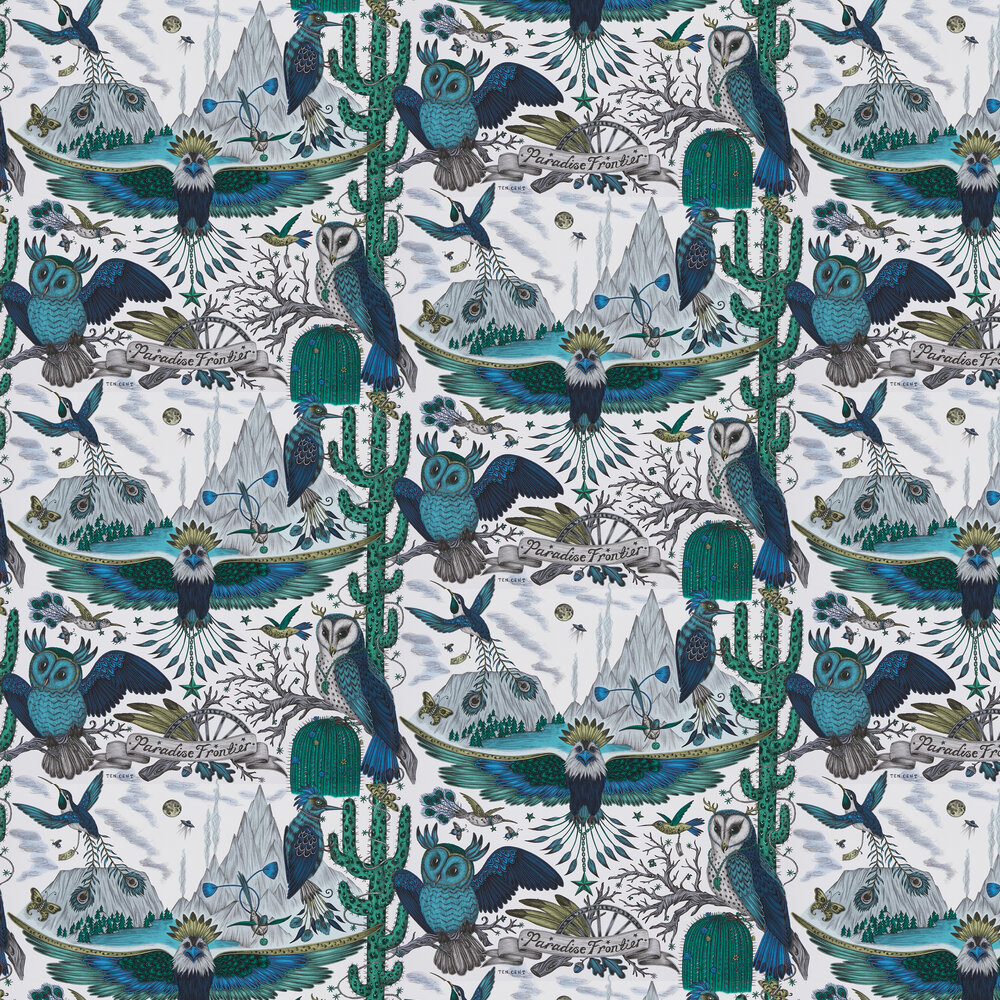Frontier Wallpaper - Blue - by Emma J Shipley