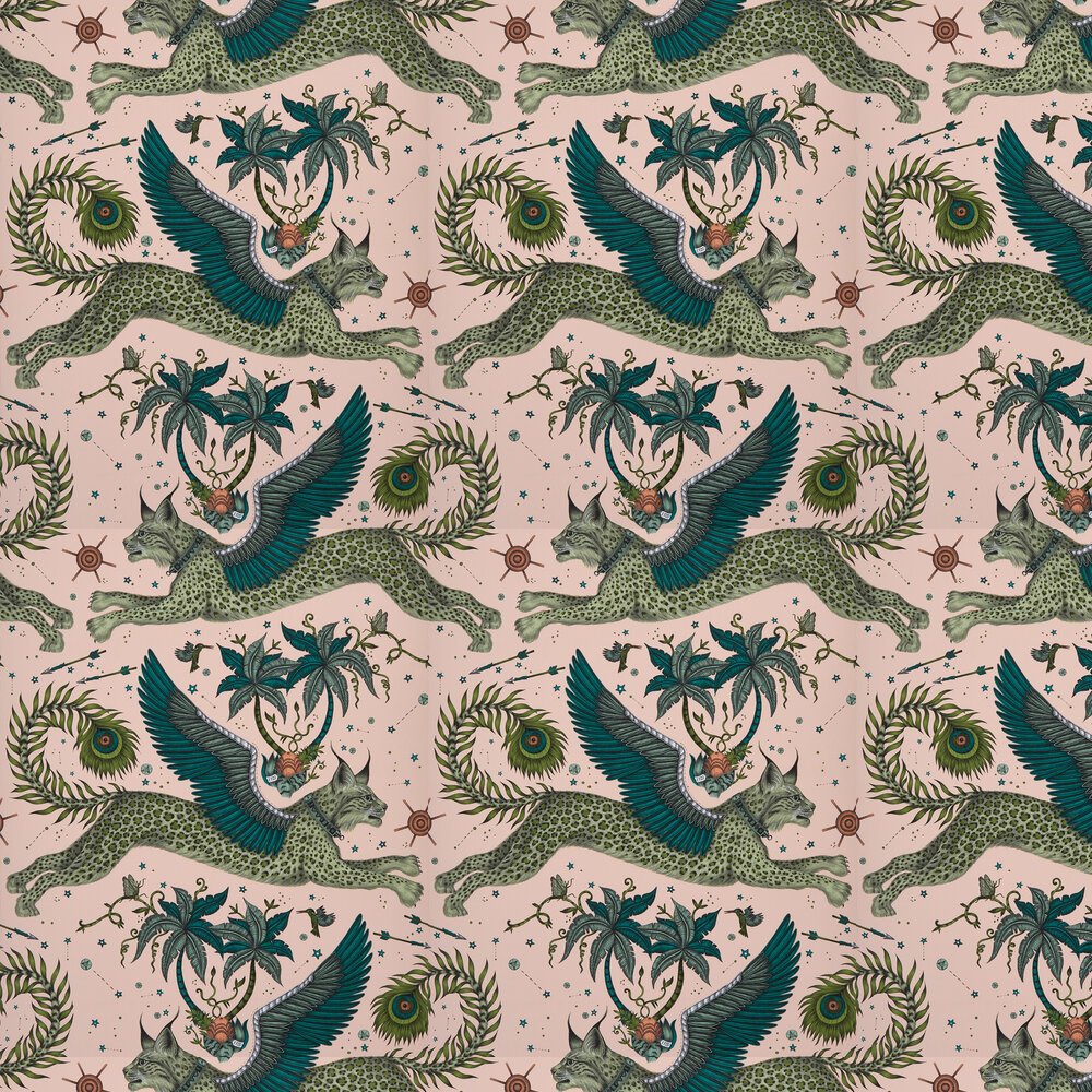 Lynx Wallpaper - Pink - by Emma J Shipley
