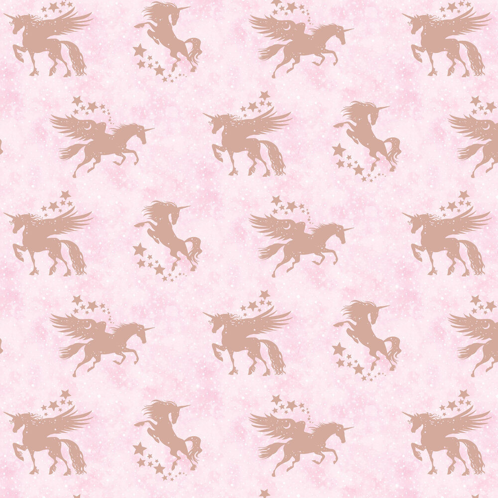 Iridescent Unicorns Wallpaper - Pink / Rose Gold - by Albany