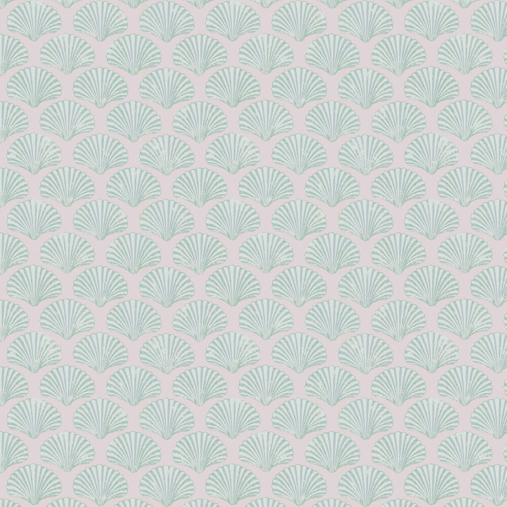 Scallop Shell Wallpaper - Plaster / Green - by Barneby Gates