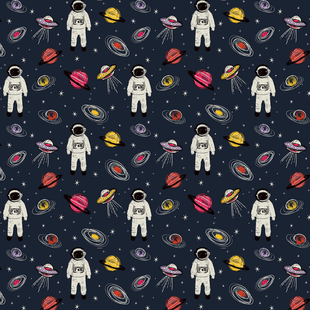 Spaceman Wallpaper - Navy  - by Arthouse
