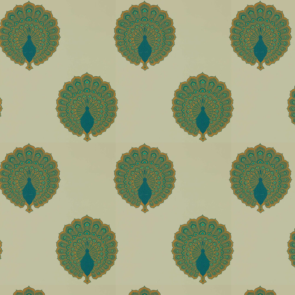 Kalapi Wallpaper - Peacock - by Sanderson
