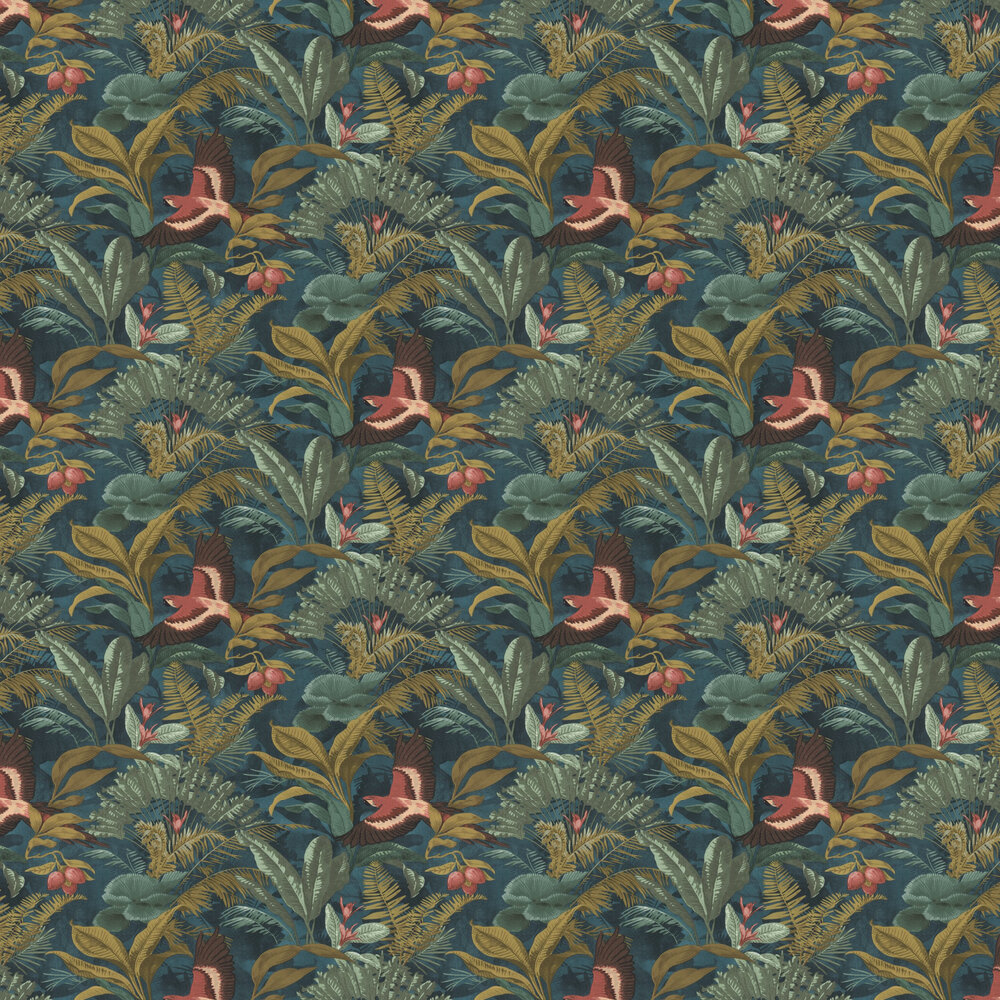 Parrot Jungle Wallpaper - Teal - by Albany