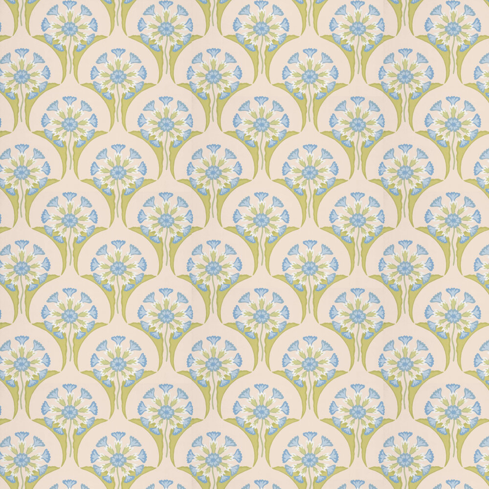Hencroft Wallpaper - Blue Primula - by Little Greene