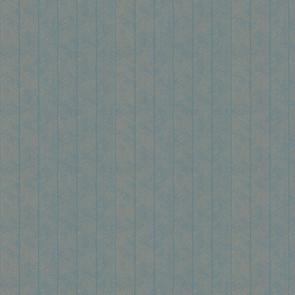 Herringbone Wallpaper - Teal - by G P & J Baker