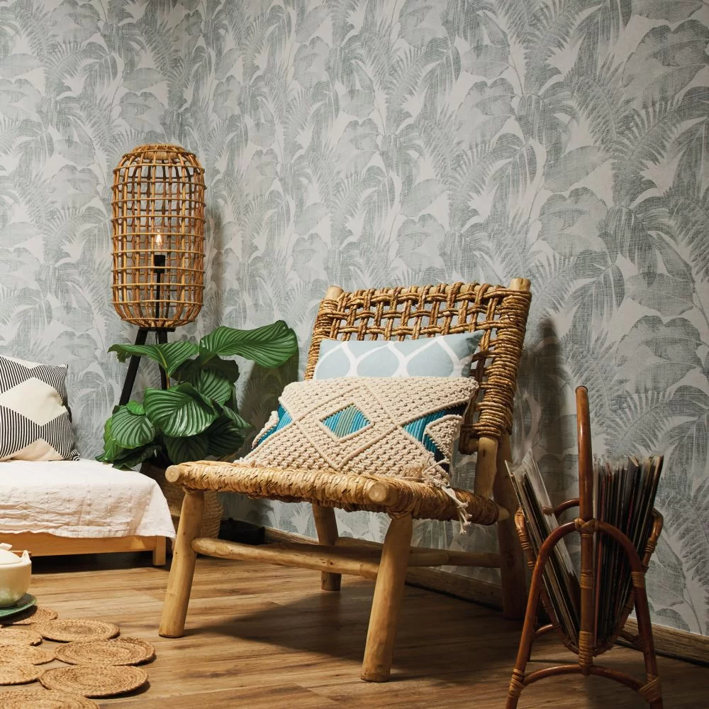Palm by New Walls - Ivory / Green - Wallpaper : Wallpaper Direct