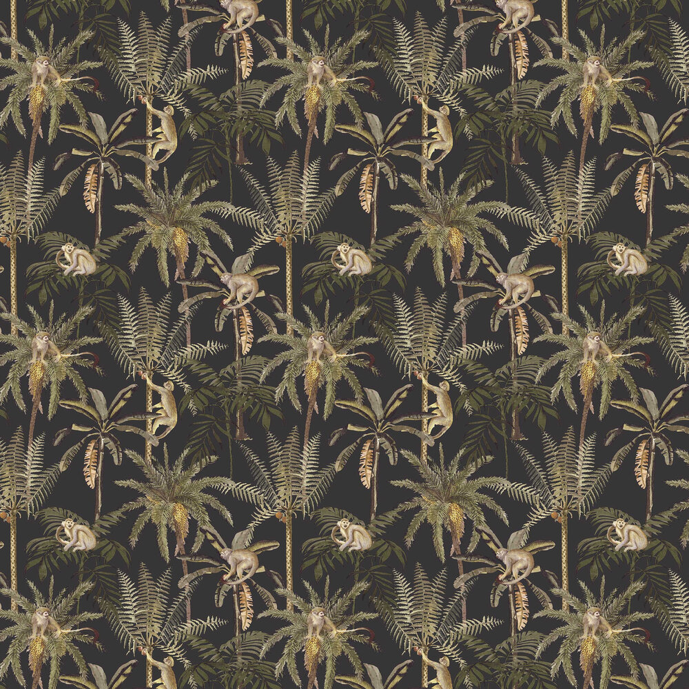 Ateles Wallpaper - Charcoal - by Albany